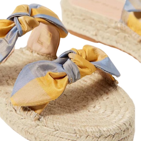 NEW LOEFFLER RANDALL Daisy Two Bow Espadrille Platform Sandal in Dandelion/Rain - Picture 2 of 7